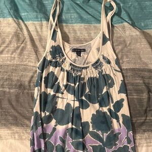 American Eagle Outfitters Teal and Purple Floral Tank Top